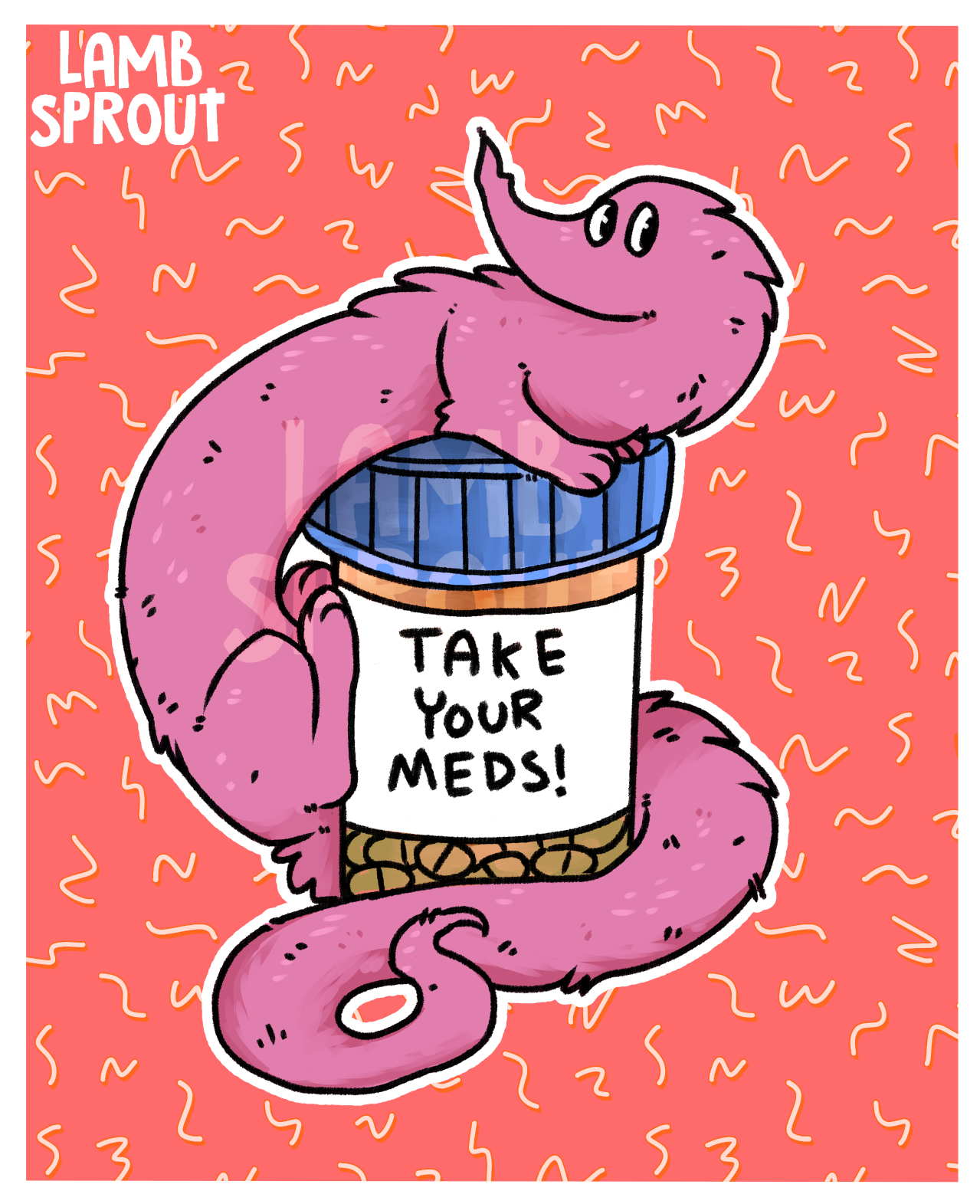 Take Your Meds Worm | Vinyl Sticker